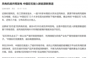 时报：风电机组并网发电 中国ag亚娱驶入新能源新赛道